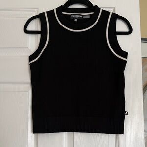 Karl Lagerfeld Black and White Trim Tank Size XS Like New!!!!!